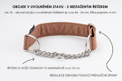 Polostahovací obojek s řetízkem jednobarevný hnědý
