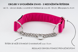 Polostahovací obojek s řetízkem jednobarevný růžový