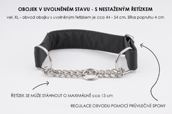 Polostahovací obojek s řetízkem jednobarevný černý