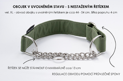 Polostahovací obojek s řetízkem jednobarevný myslivecký zelený