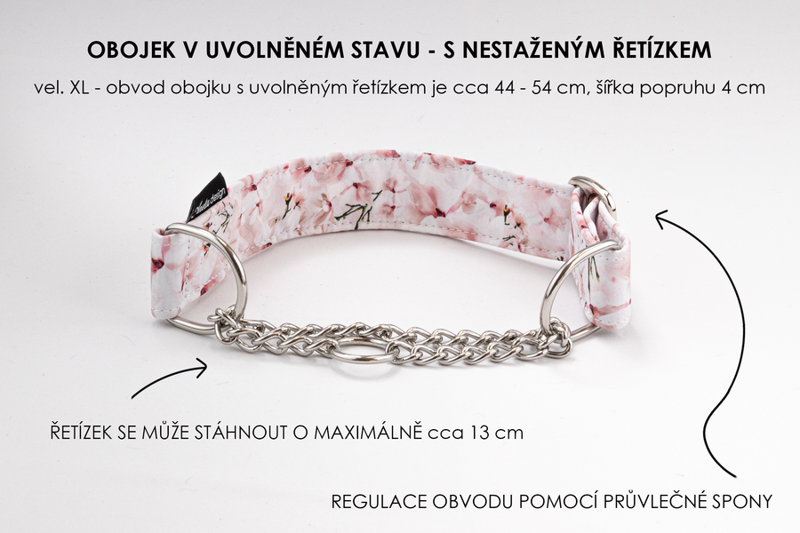 Polostahovací obojek s řetízkem Magnolie